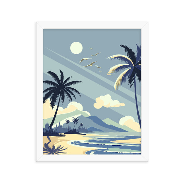 Island Serenity - Framed Poster of Oceanic Splendor - - Wooden Framed Posters