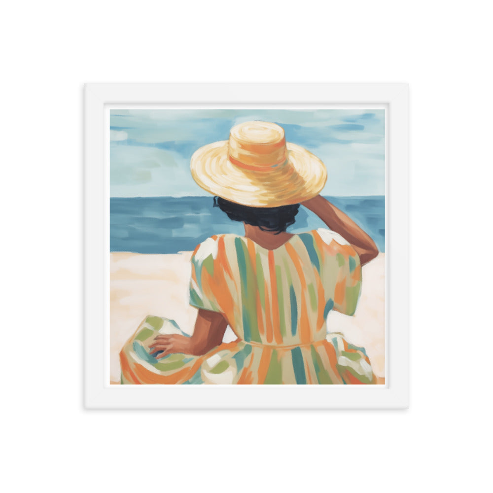 Seaside Reflections - A Tranquil Escape - White 12″×12″ - Framed Poster