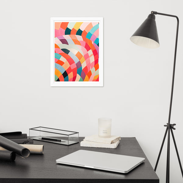 Dynamic Harmony - Abstract Color Play - White 12″×16″ - Wooden Framed Posters