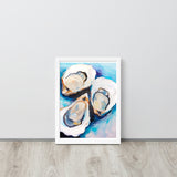 Ocean's Bounty - Elegant Oyster Art - White - Wooden Framed Posters