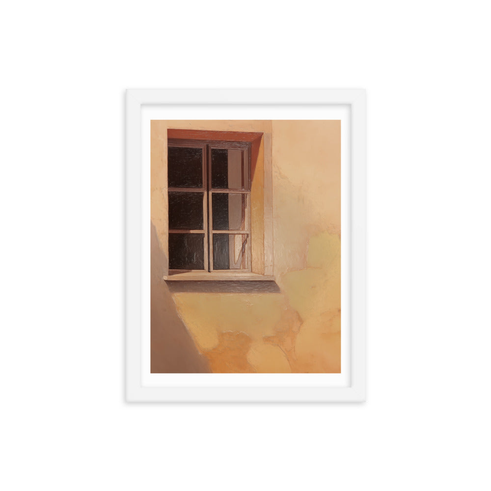 Rustic Reflections - Window into Tranquility - White 12″×16″ - Framed Posters