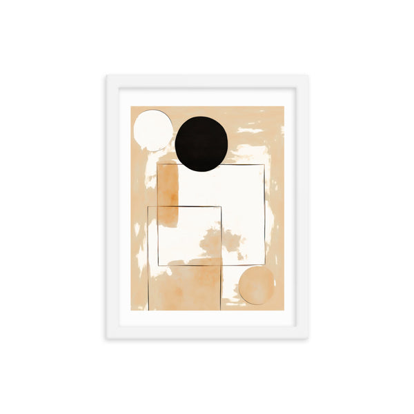 Minimalist Elegance - Geometric Shapes in Neutral Tones - White 12″×16″ - Framed Posters