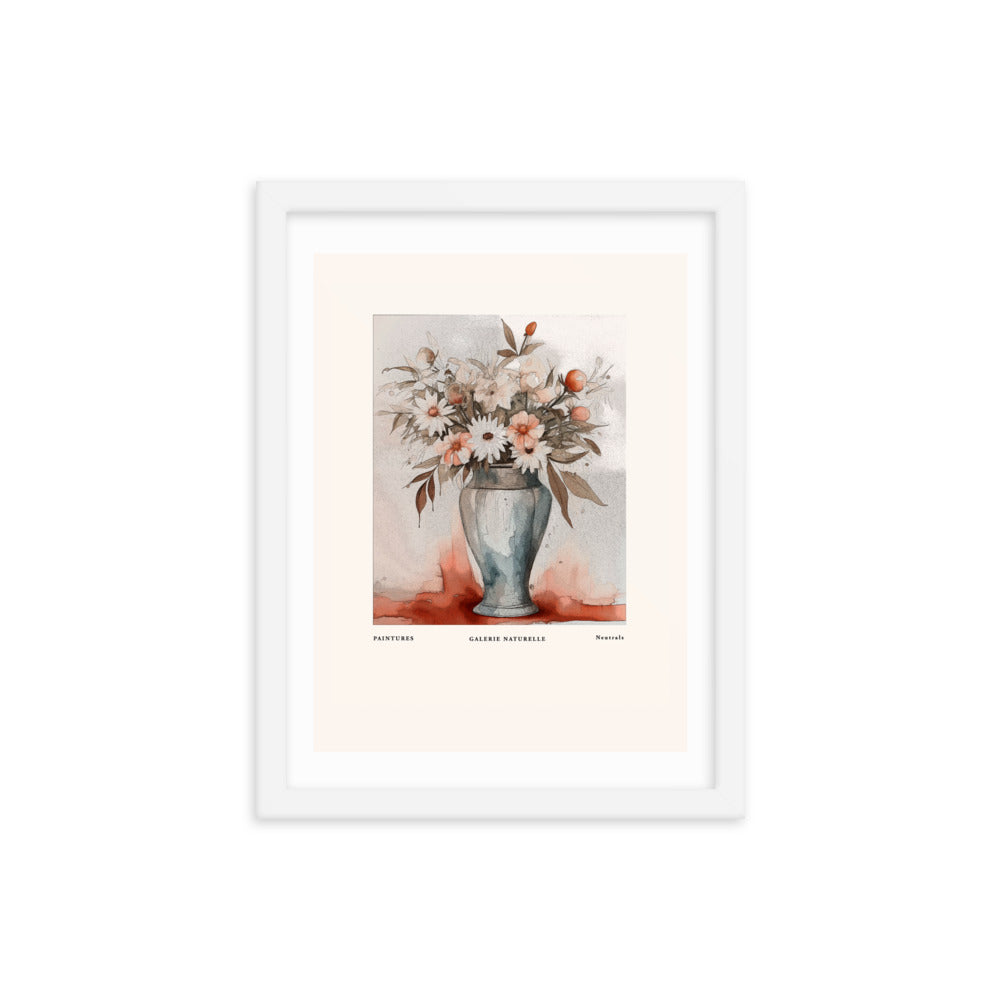 Neutral Beauty - Blossoms in Harmony - White 12″×16″ - Framed Posters