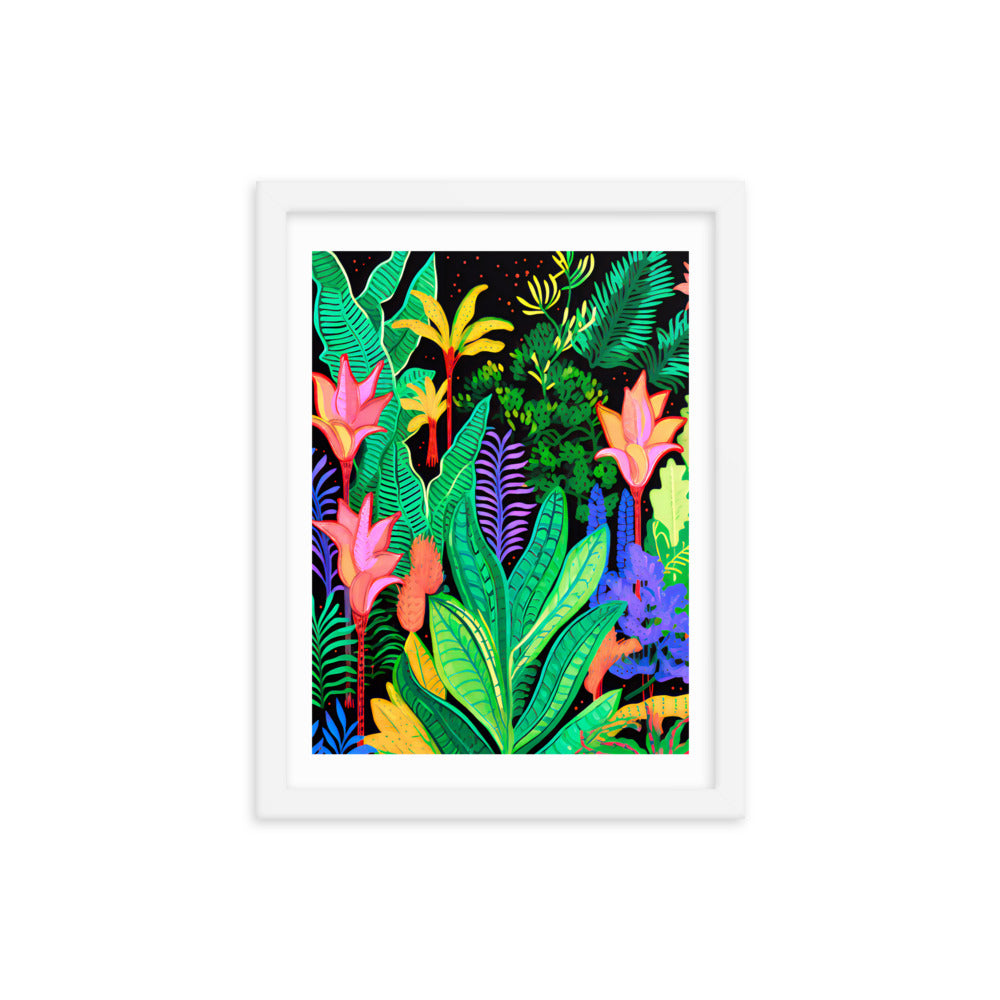 Rainforest Radiance - Colorful Canopy - White 12″×16″ - Wooden Framed Posters