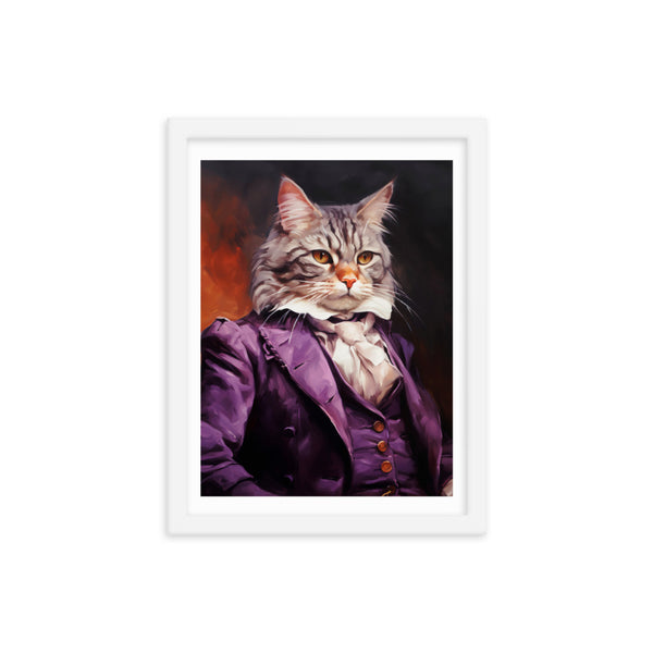 Victorian Cat - Whimsical Nobility - White 12″×16″ - Framed Posters