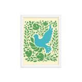 Nature's Embrace - Blue Bird and Greenery - - Wooden Framed Posters