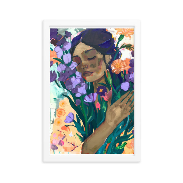 Blossoming Dreams - A Moment Captured - White 12″×18″ - Wooden Framed Posters