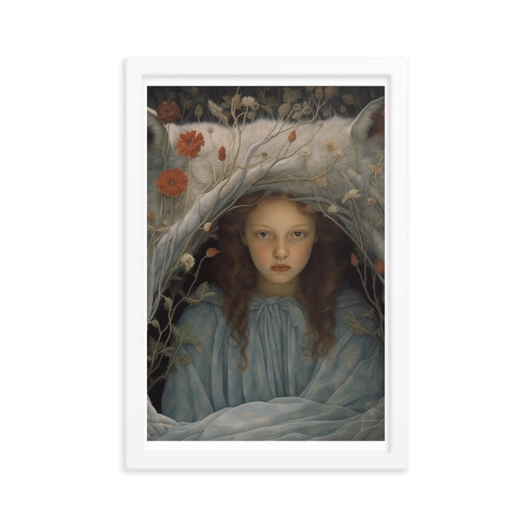 Dreamlike Innocence - A Serene Portrait - White 12″×18″ - Framed Poster