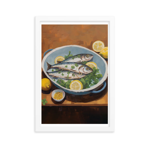 Culinary Artistry - Fresh Catch Delight - White 12″×18″ - Framed Posters