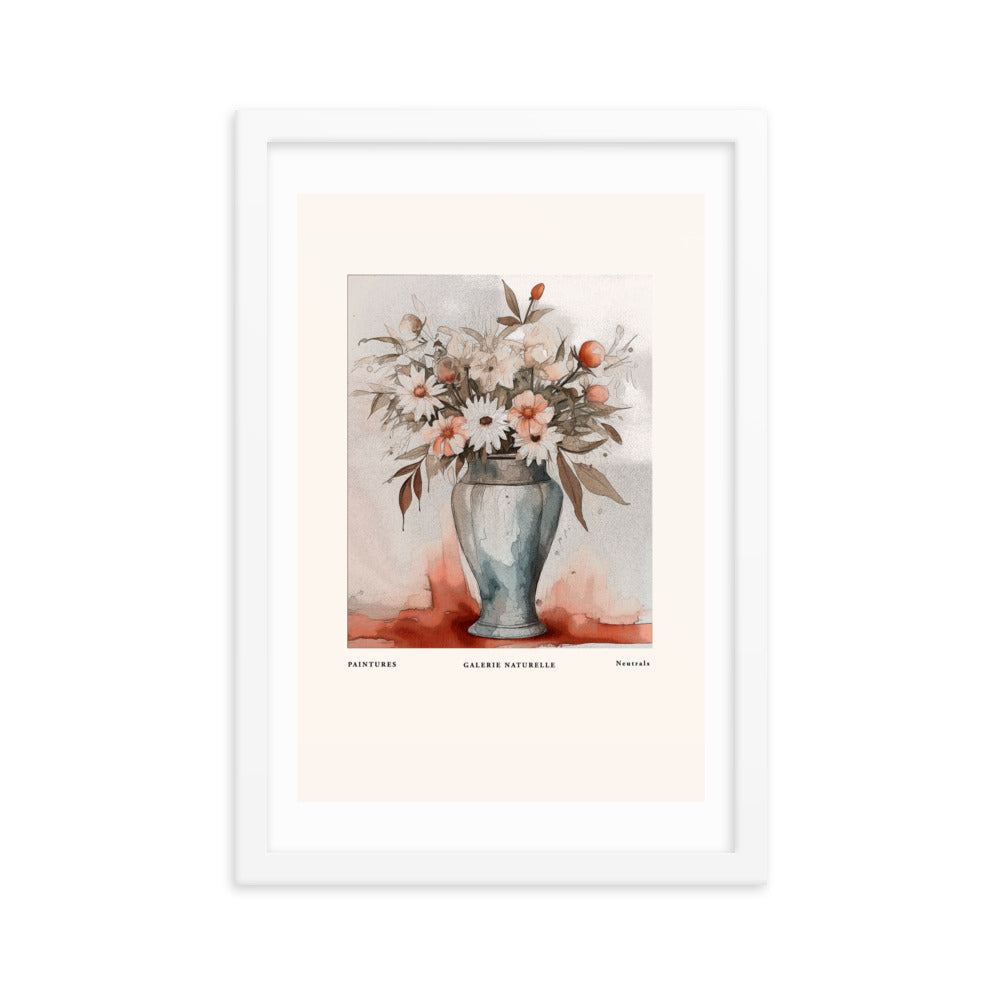 Neutral Beauty - Blossoms in Harmony - White 12″×18″ - Framed Posters