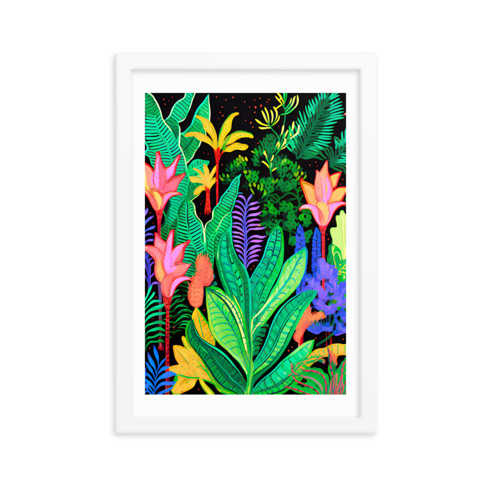 Rainforest Radiance - Colorful Canopy - White 12″×18″ - Wooden Framed Posters