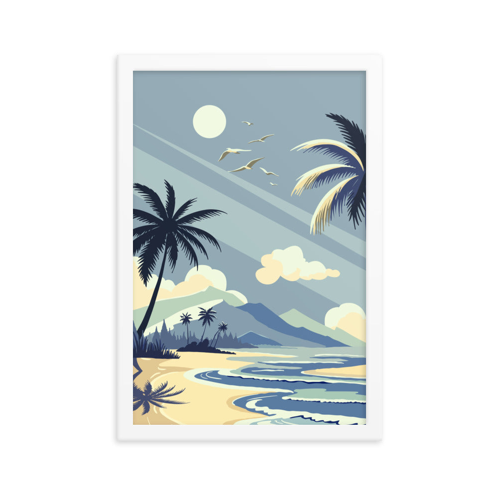 Island Serenity - Framed Poster of Oceanic Splendor - - Wooden Framed Posters