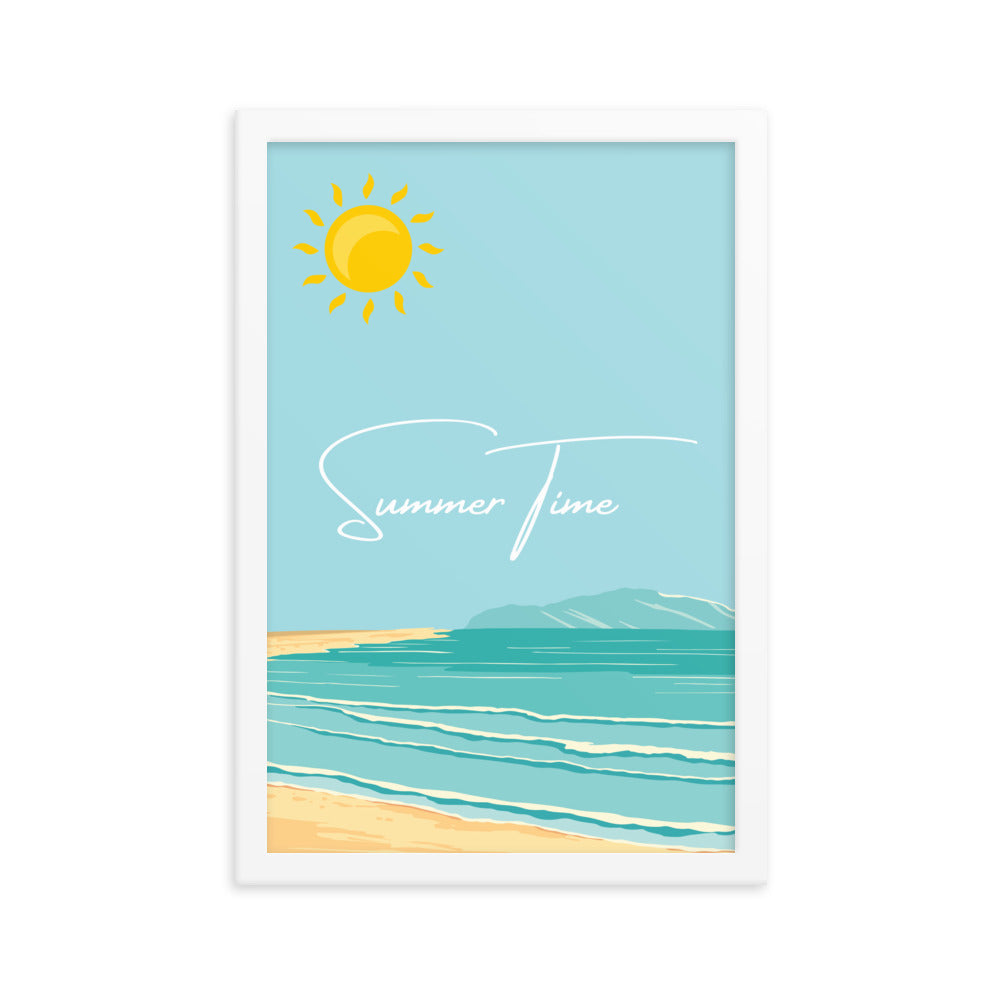 Summer Time Serenity - Framed Coastal Artwork - White 12″×18″ - Wooden Framed Posters