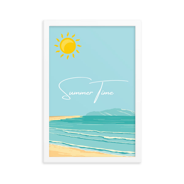 Summer Time Serenity - Framed Coastal Artwork - White 12″×18″ - Wooden Framed Posters