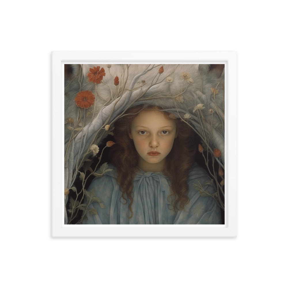 Dreamlike Innocence - A Serene Portrait - White 14″×14″ - Framed Poster