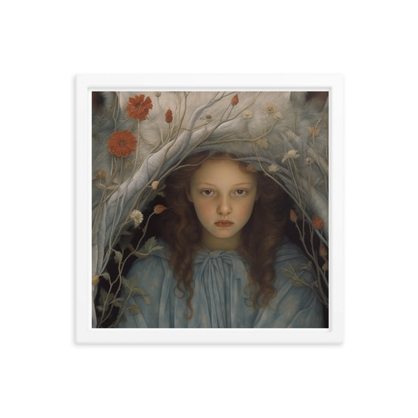 Dreamlike Innocence - A Serene Portrait - White 16″×16″ - Framed Poster