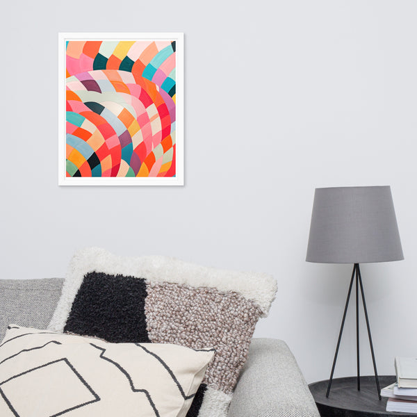 Dynamic Harmony - Abstract Color Play - White 16″×20″ - Wooden Framed Posters