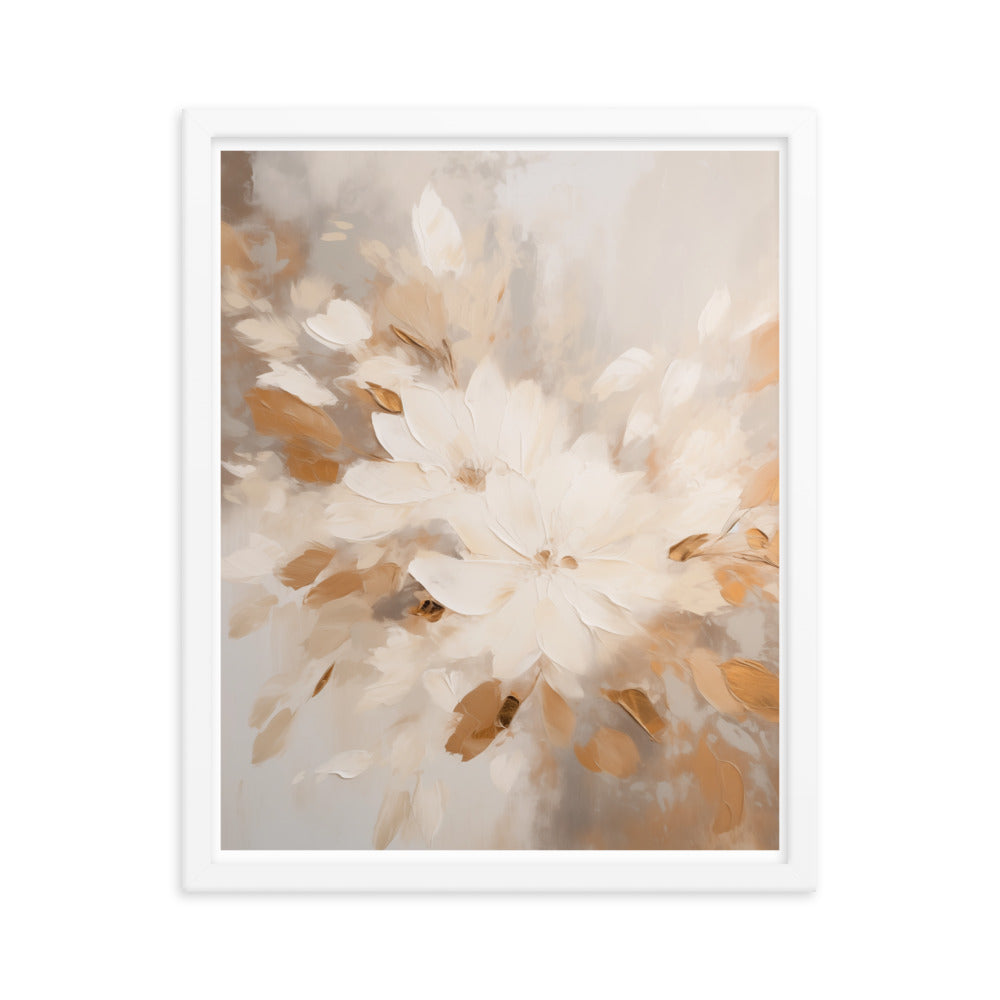 Whispers of Nature - Floral Harmony - White 16″×20″ - Framed Poster