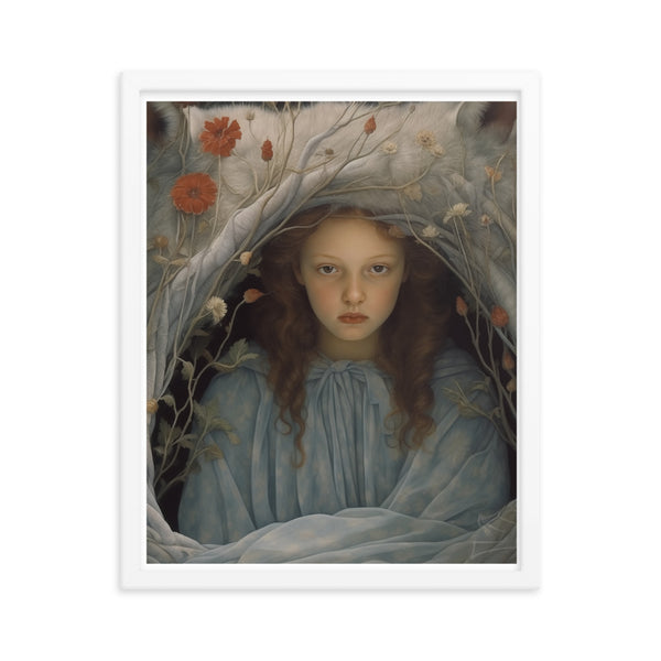 Dreamlike Innocence - A Serene Portrait - White 16″×20″ - Framed Poster