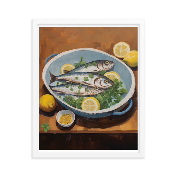 Culinary Artistry - Fresh Catch Delight - White 16″×20″ - Framed Posters