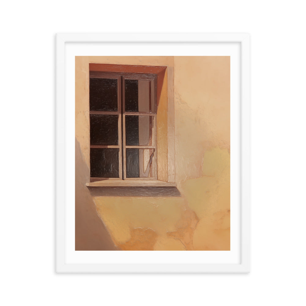 Rustic Reflections - Window into Tranquility - White 16″×20″ - Framed Posters