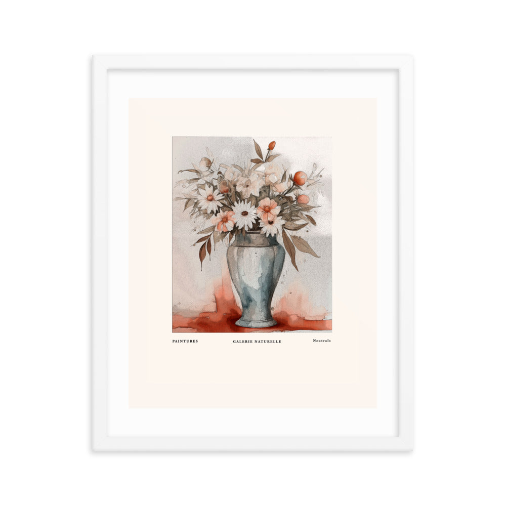 Neutral Beauty - Blossoms in Harmony - White 16″×20″ - Framed Posters