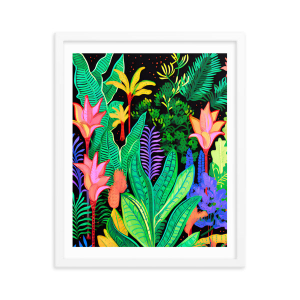 Rainforest Radiance - Colorful Canopy - White 16″×20″ - Wooden Framed Posters