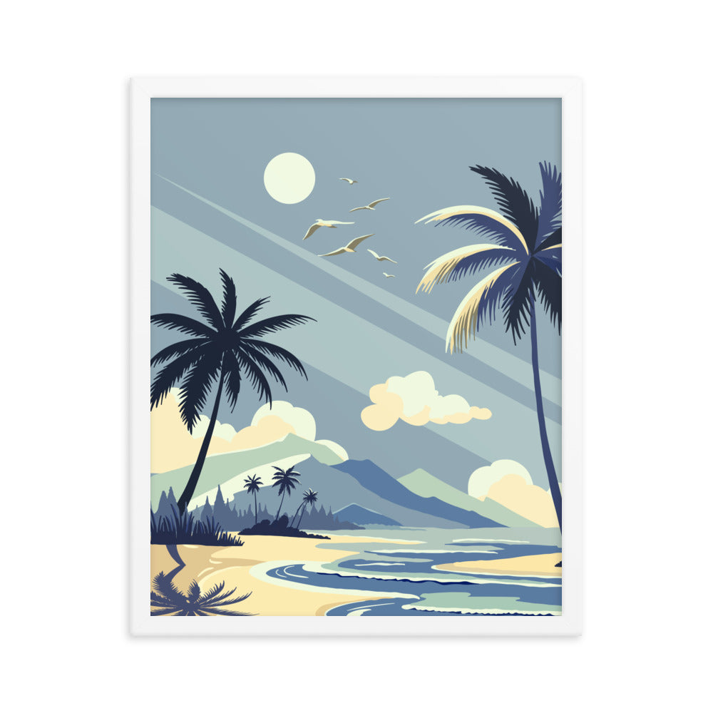 Island Serenity - Framed Poster of Oceanic Splendor - - Wooden Framed Posters