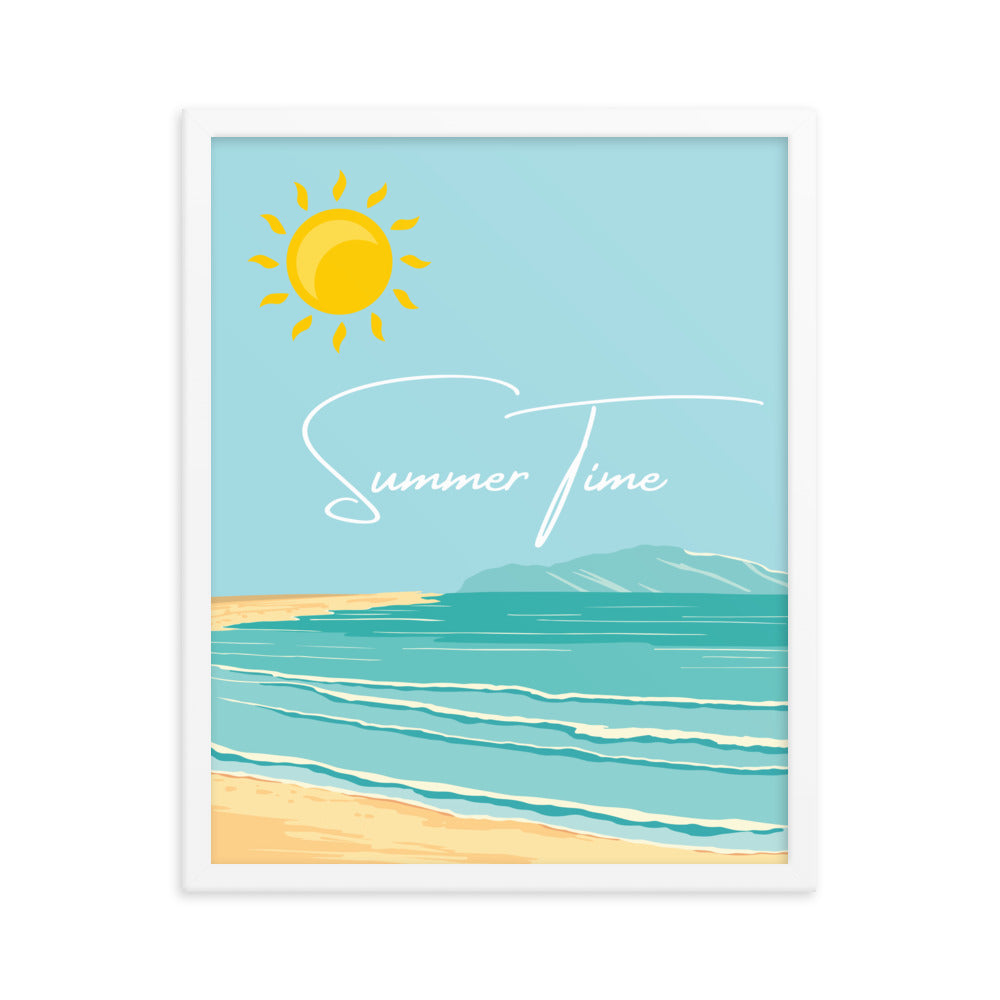 Summer Time Serenity - Framed Coastal Artwork - White 16″×20″ - Wooden Framed Posters