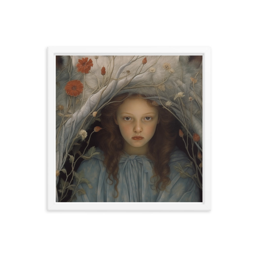 Dreamlike Innocence - A Serene Portrait - White 18″×18″ - Framed Poster