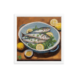 Culinary Artistry - Fresh Catch Delight - White 18″×18″ - Framed Posters