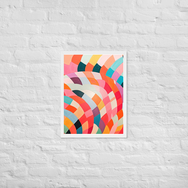 Dynamic Harmony - Abstract Color Play - White 18″×24″ - Wooden Framed Posters