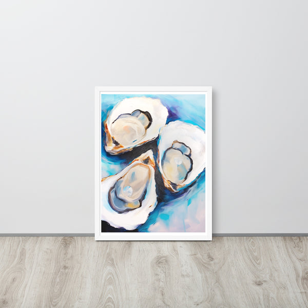 Ocean's Bounty - Elegant Oyster Art - - Wooden Framed Posters