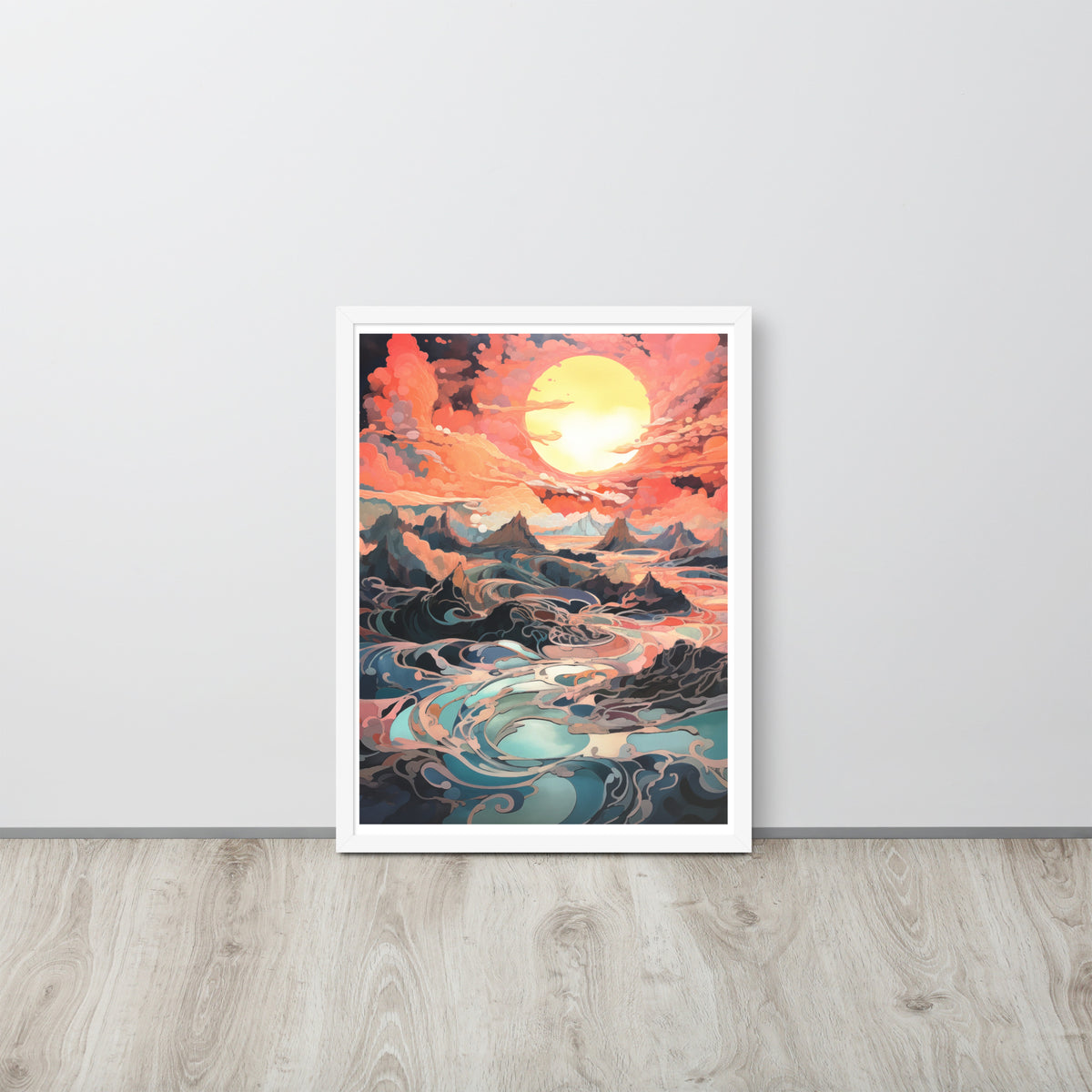 Sunset Symphony- Vibrant Landscape Framed Poster - - Wooden Framed Posters