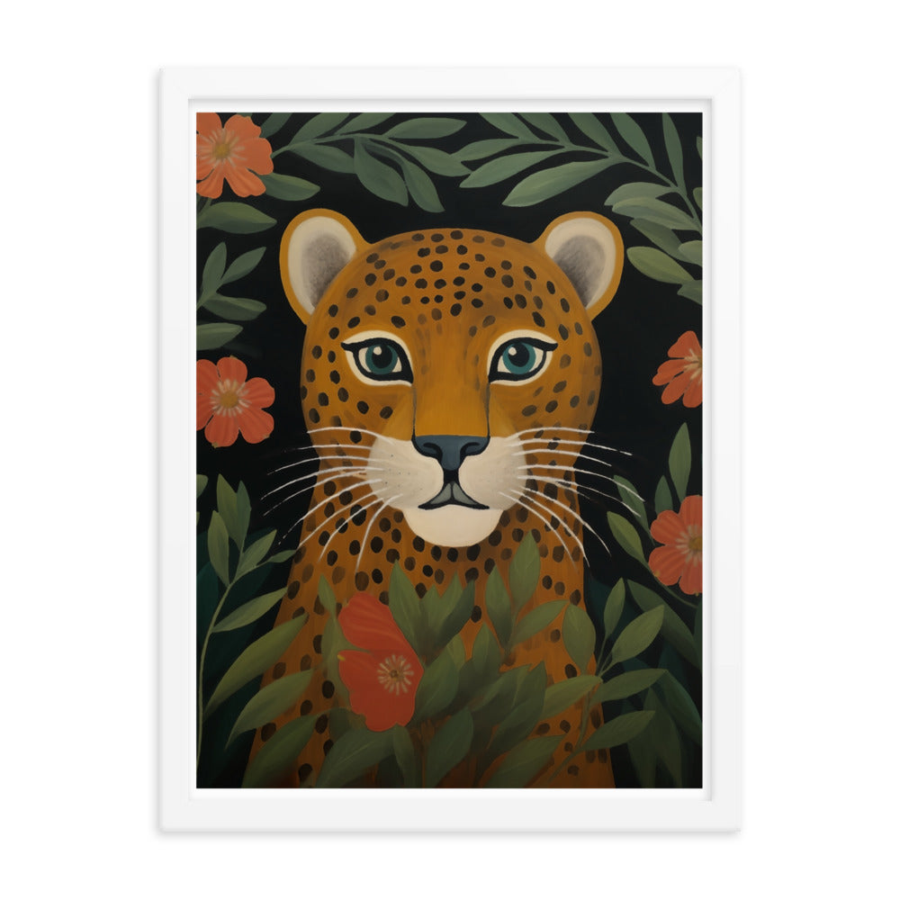 Wild Grace - Leopard's Gaze - Red Oak - Framed Poster