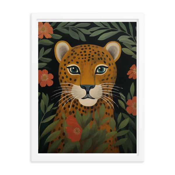 Wild Grace - Leopard's Gaze - Red Oak - Framed Poster