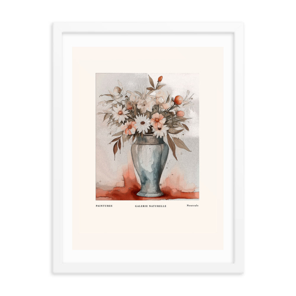 Neutral Beauty - Blossoms in Harmony - White 18″×24″ - Framed Posters