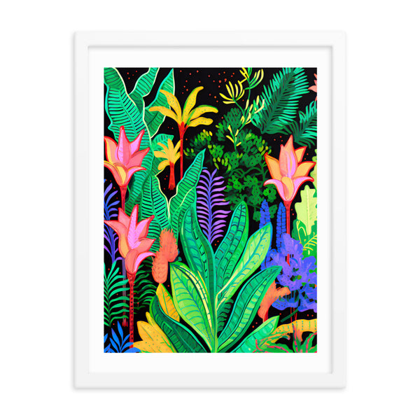 Rainforest Radiance - Colorful Canopy - White 18″×24″ - Wooden Framed Posters