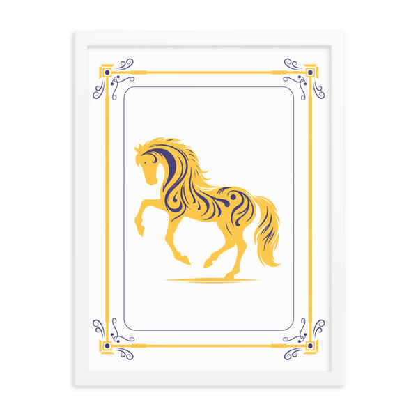 Golden Gallop - Majestic Horse Framed Poster - - Framed Posters