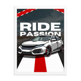 Speed and Style - Ride with Passion - White - Framed Poster