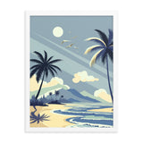 Island Serenity - Framed Poster of Oceanic Splendor - White - Wooden Framed Posters