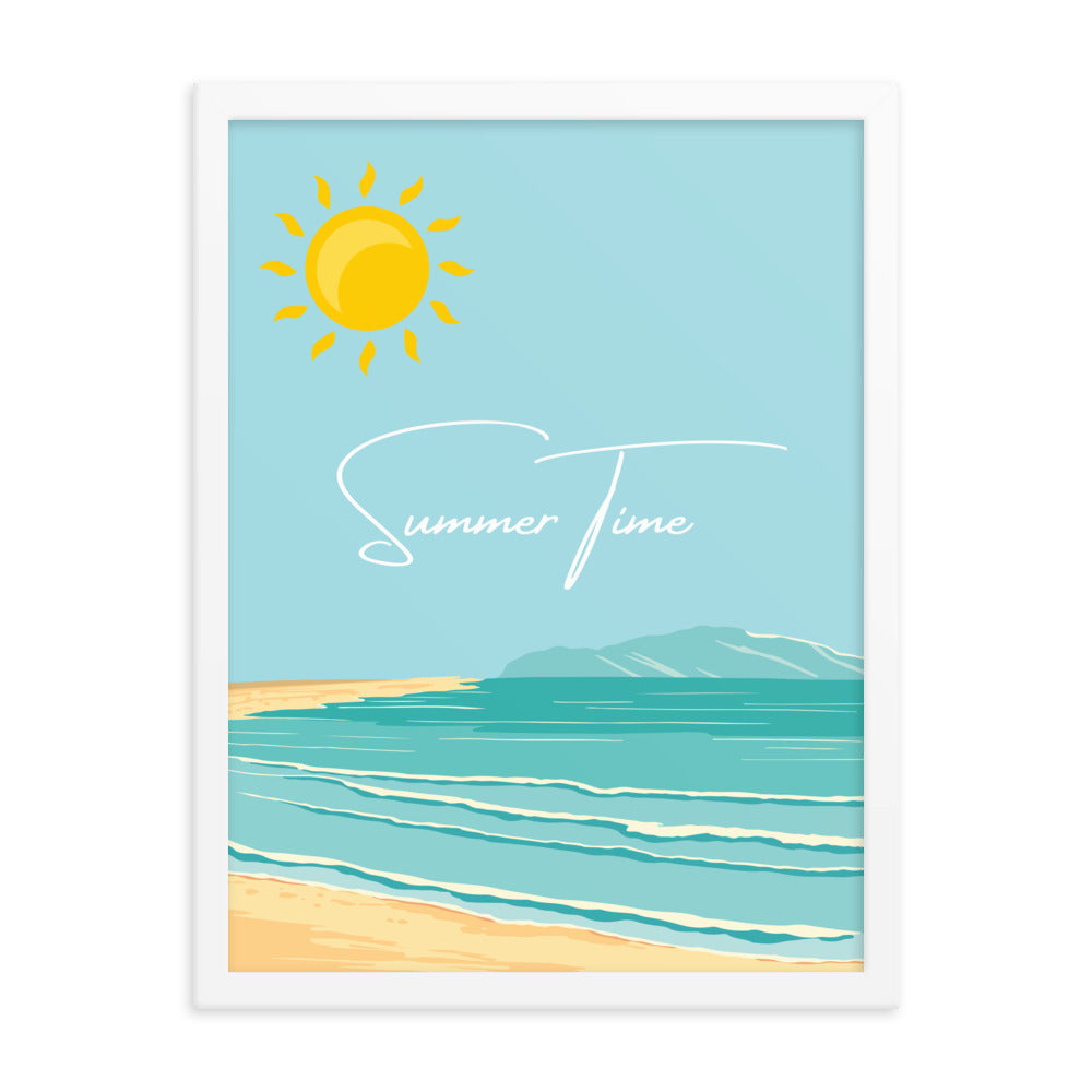 Summer Time Serenity - Framed Coastal Artwork - White 18″×24″ - Wooden Framed Posters