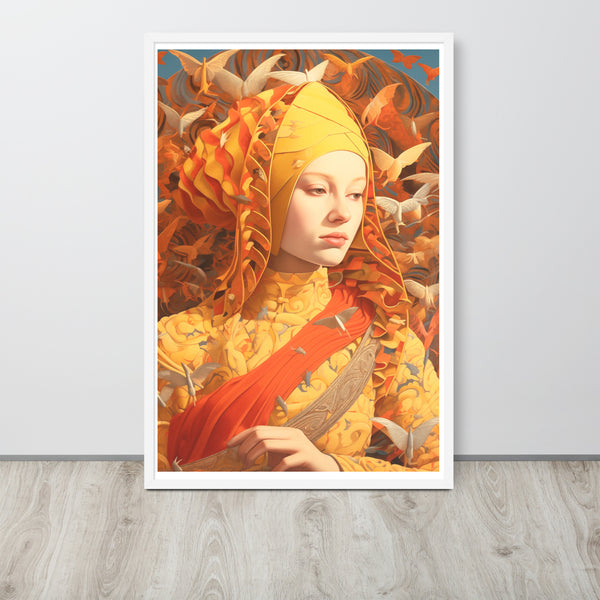 Majestic Mystique - Enigmatic Portrait - White - Wooden Framed Posters