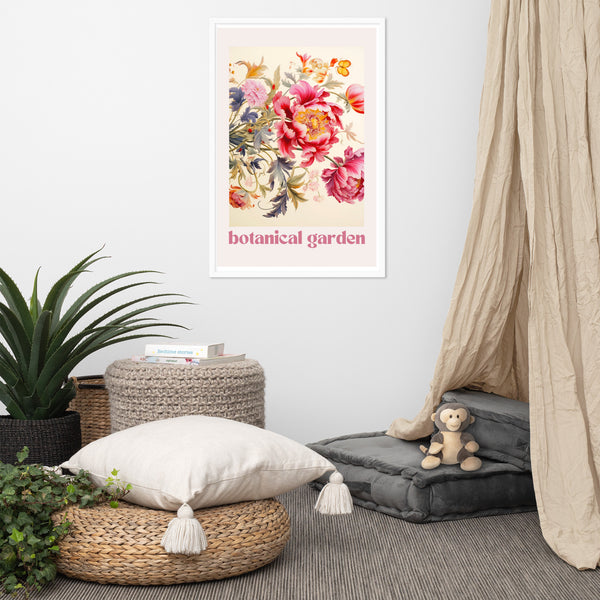 Botanical Garden - Elegant Floral Framed Poster - White 24″×36″ - Metal Framed Posters