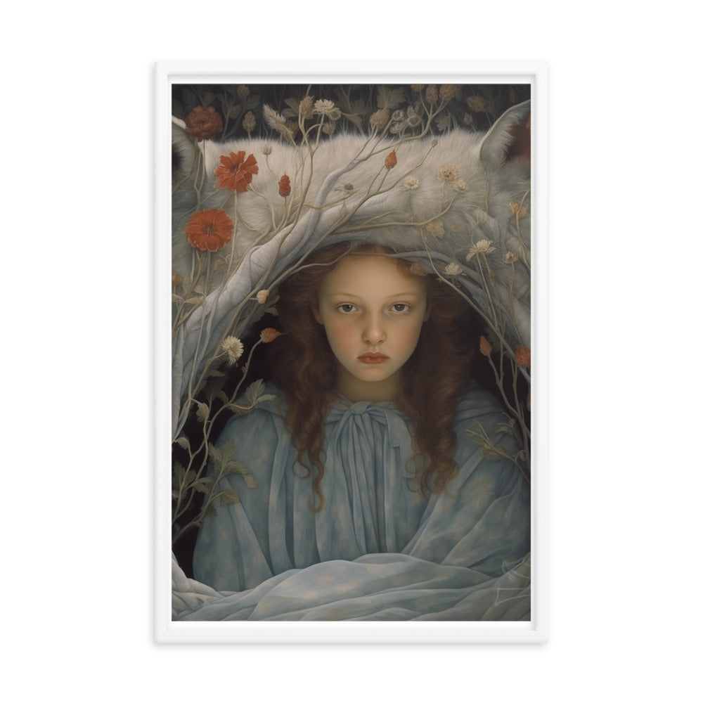 Dreamlike Innocence - A Serene Portrait - White 24″×36″ - Framed Poster