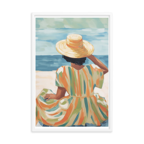 Seaside Reflections - A Tranquil Escape - White 24″×36″ - Framed Poster