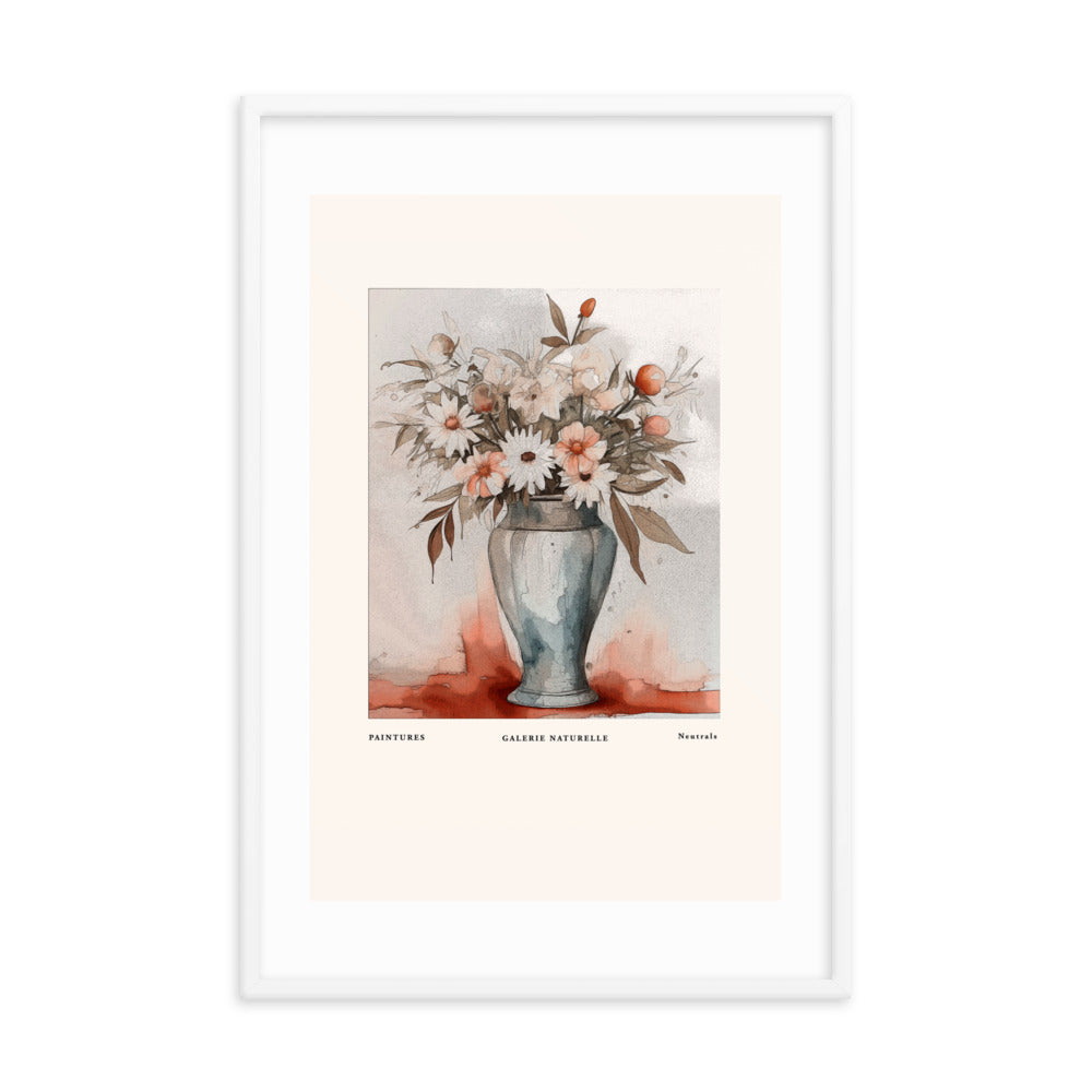 Neutral Beauty - Blossoms in Harmony - White 24″×36″ - Framed Posters