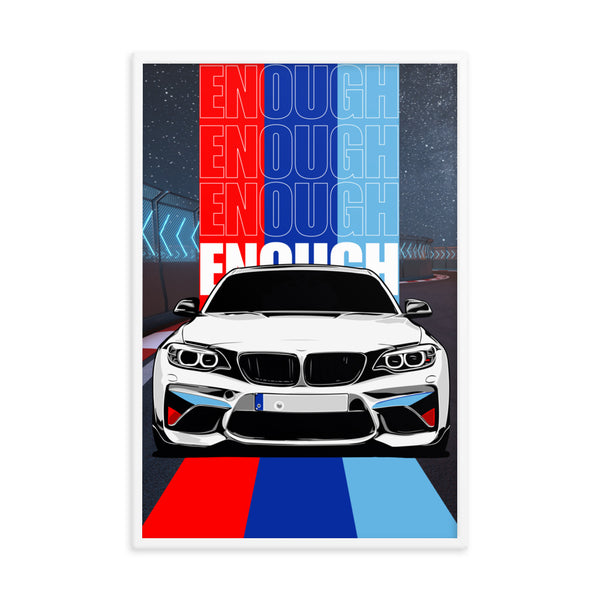 Race to Enough - Dynamic Night Drive - White - Wooden Framed Posters