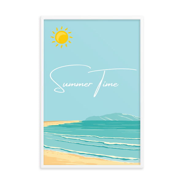 Summer Time Serenity - Framed Coastal Artwork - White 24″×36″ - Wooden Framed Posters