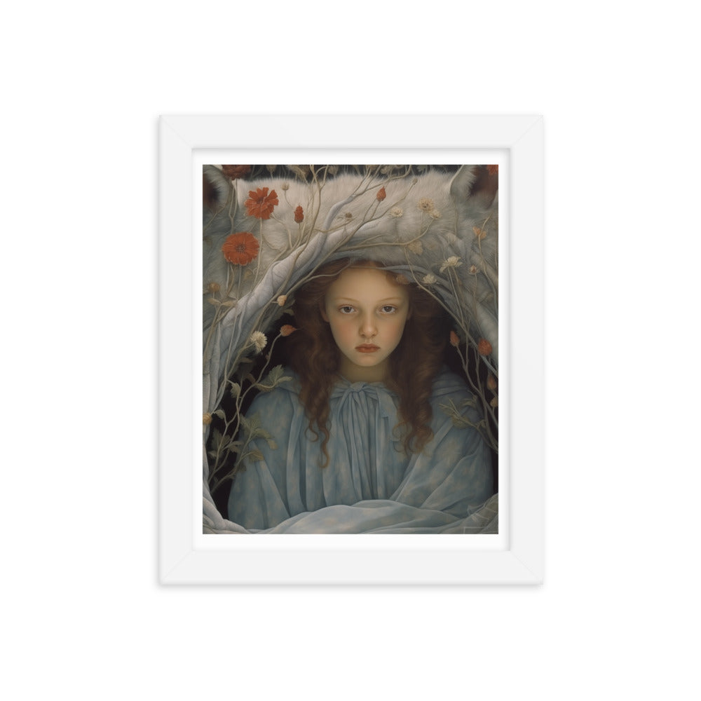 Dreamlike Innocence - A Serene Portrait - White 8″×10″ - Framed Poster